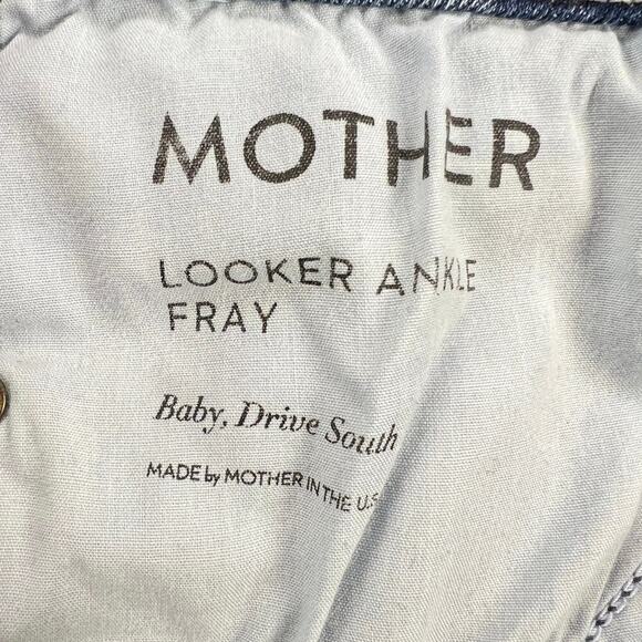 MOTHER Looker Ankle Fray Jeans Baby, Drive South Wash Low Rise Skinny Size 26 - Picture 8 of 15